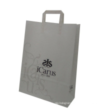 White Kraft Paper Shopping Gift Bag with Flat Handle